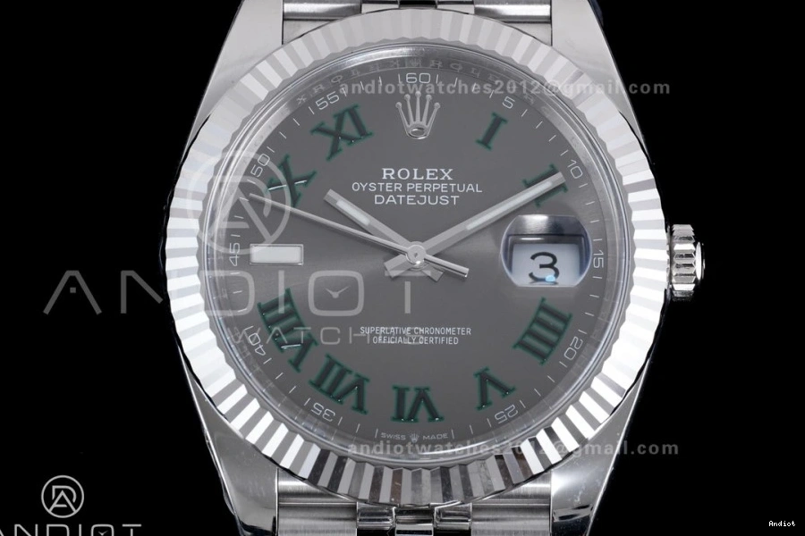 Green 1:1 Edition 904L Datejust Best SS on Gray Bracelet Dial 41 Clean Roman SS SH3235 Steel 0511